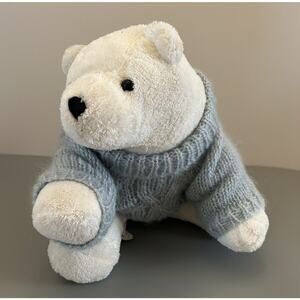 Bath And Body Works Polar Bear Plush Wearing Knitted Sweater Stuffed Animal 8.5"